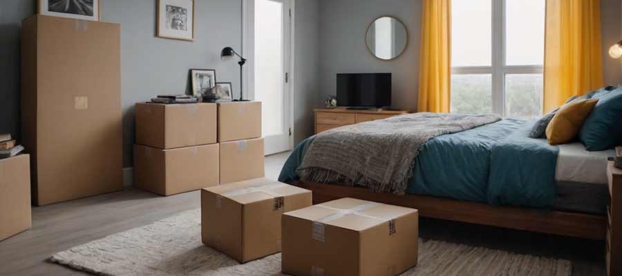 pack your bedroom in boxes