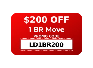 $200 off coupon with a promo code for a one bedroom apartment for a long-distance move