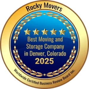 Rocky Movers 2025 best moving company in Denver badge