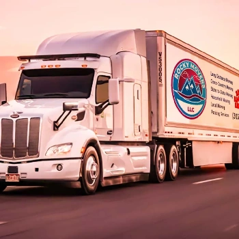 Semi truck on the road for cross country moving