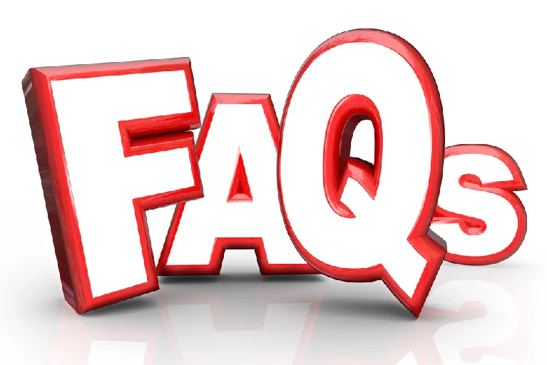 3D red and white text reading “FAQs,” representing frequently asked questions about local moving in Denver.