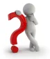 3D figure leaning on a red question mark