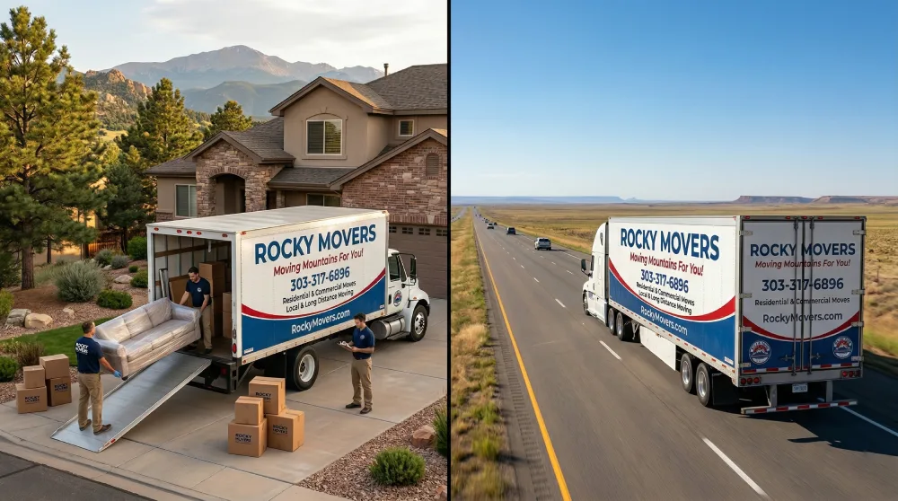 Rocky Movers handling a long-distance home move from Castle Rock and transporting belongings for an interstate relocation.