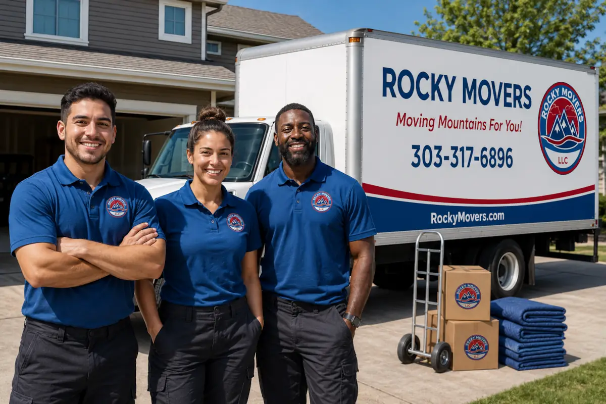 Friendly Denver moving crew beside their truck, ready to give a free packing quote
